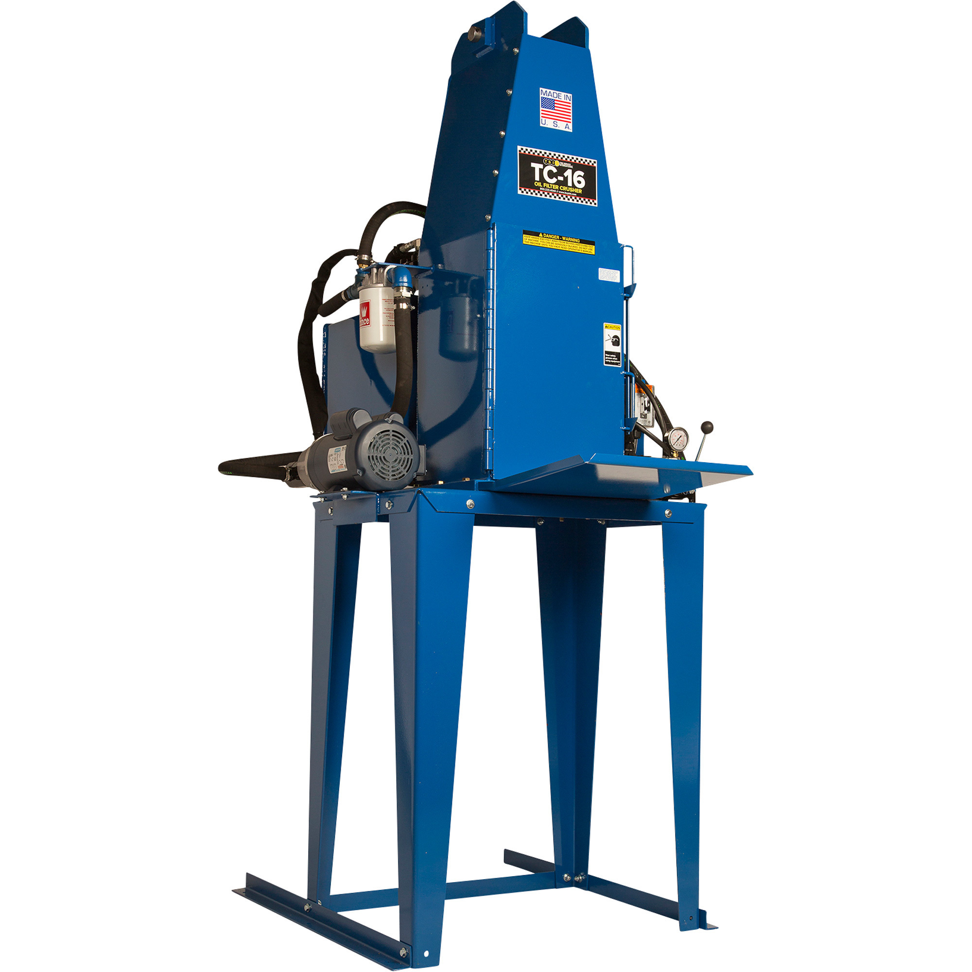 TSI Oil Filter Crusher, 64,000 Lbs. Force, 220 Volts, Model# TC-16